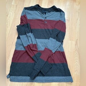 Five Four Gray, Maroon and Charcoal Henley Shirt